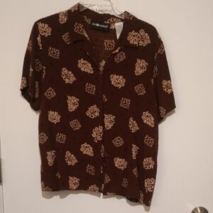 Sag Harbor Brown Floral Casual Shirt